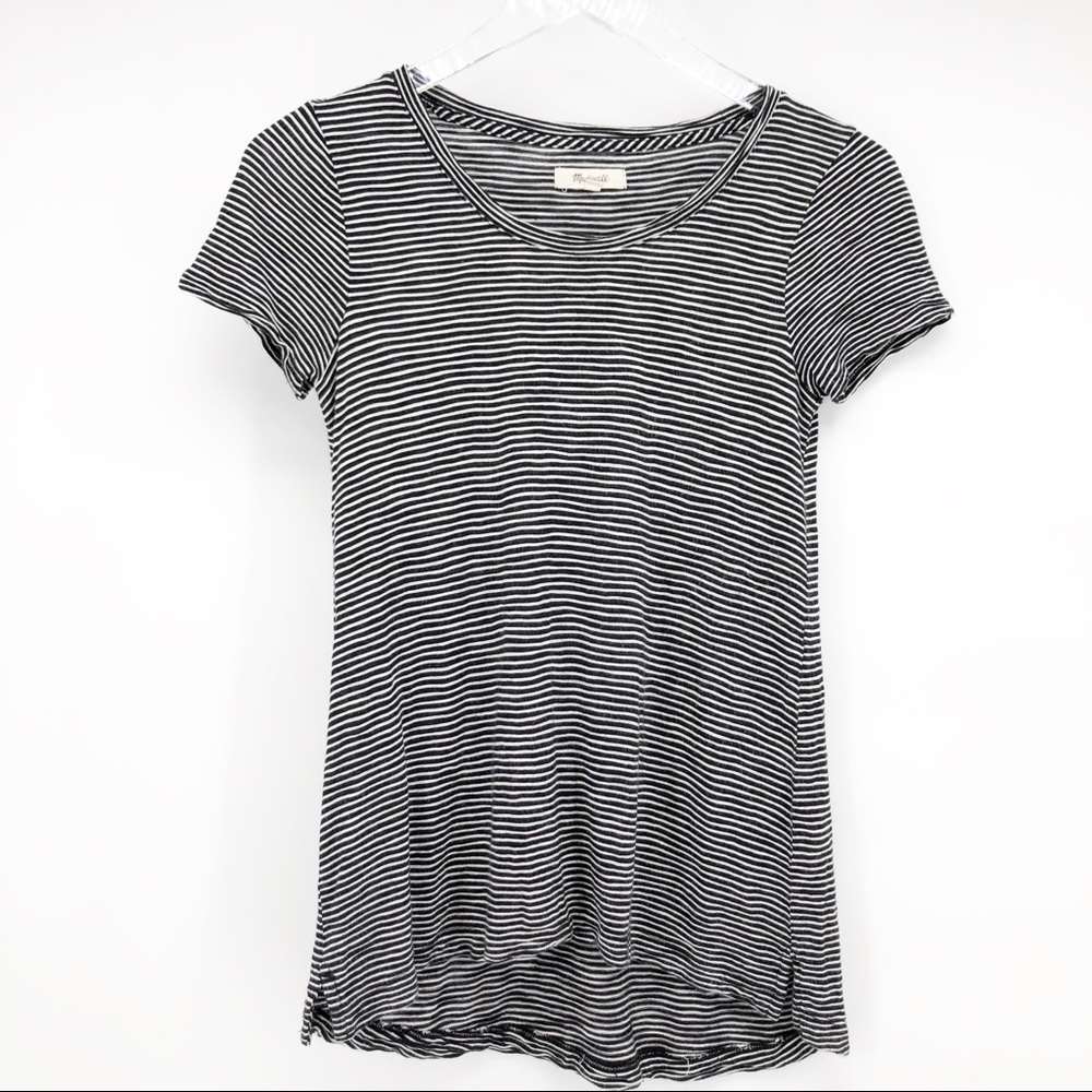 MADEWELL navy and white striped scoop neck
